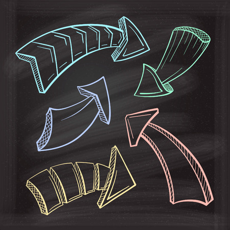 arrows icons set on chalkboardのイラスト素材