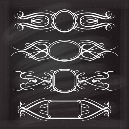 Calligraphy frames on the chalk background for your design.のイラスト素材