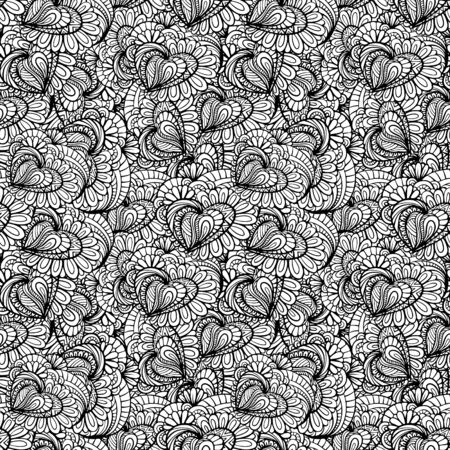 Vector black and white decorative elements seamless pattern.のイラスト素材
