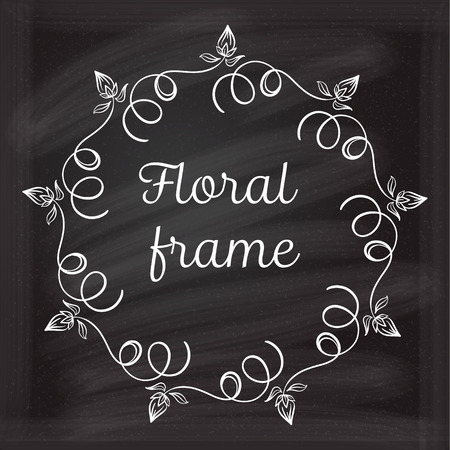 Floral frame on the chalk background for your design.のイラスト素材