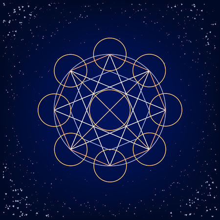 abstract magic geometric symbol on a dark backgroundのイラスト素材