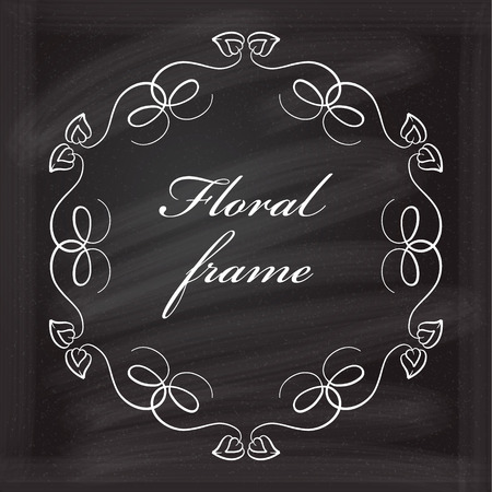 Floral frame on the chalk background for your design.のイラスト素材