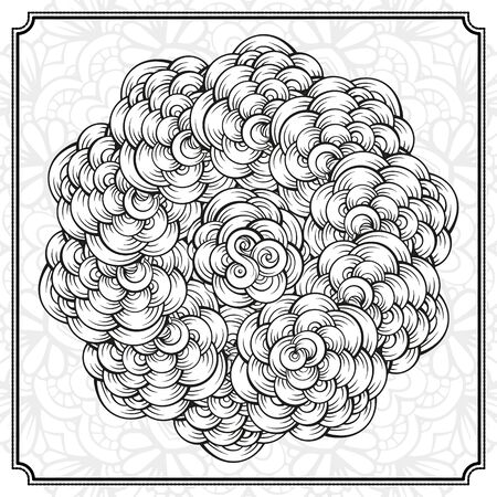 Vector abstract black and white mandala pattern.のイラスト素材
