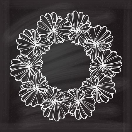 Floral frame on the chalk background for your design.のイラスト素材