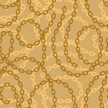 Golden chains vector seamless pattern on a black backgroundのイラスト素材