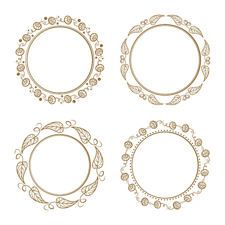 Vector floral vintage frames setのイラスト素材