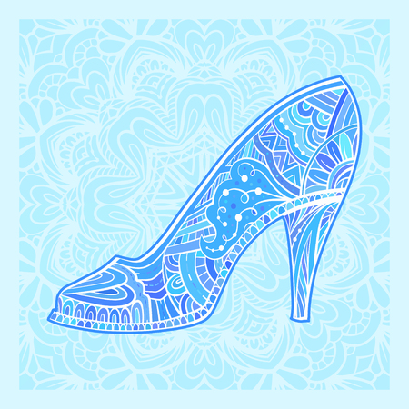 Hand drawn zen doodle high heel shoeのイラスト素材