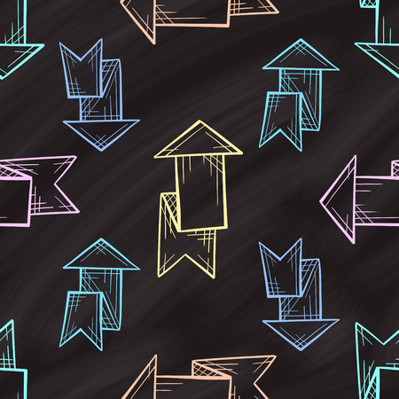 Vector arrows seamless pattern on the chalkboardのイラスト素材