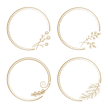 Vector floral vintage frames set on a white background.のイラスト素材