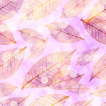 Autumnal skeleton leaves patternのイラスト素材