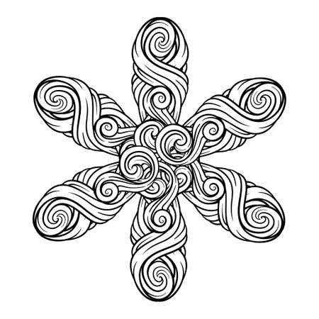 Vector black and white abstract flower shape mandala motifのイラスト素材