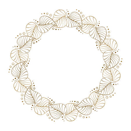 Floral vintage frame on a white background. Vector leaves wreath.のイラスト素材