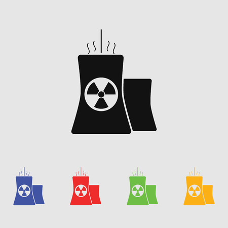 Icon of atomic power station with radiation sign on pipeのイラスト素材