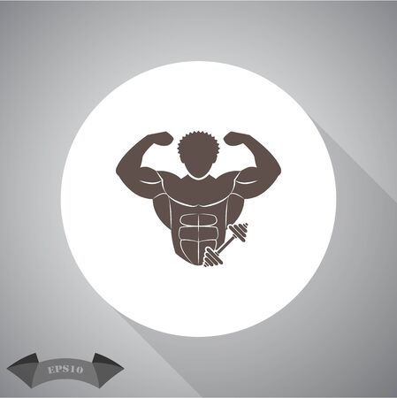 Bodybuilder and Dumbbell sport iconの写真素材