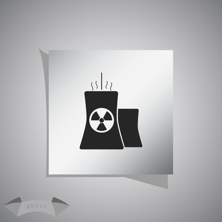 Icon of atomic power station with radiation sign on pipeのイラスト素材