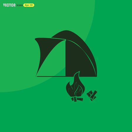 Tent with campfire vector iconのイラスト素材