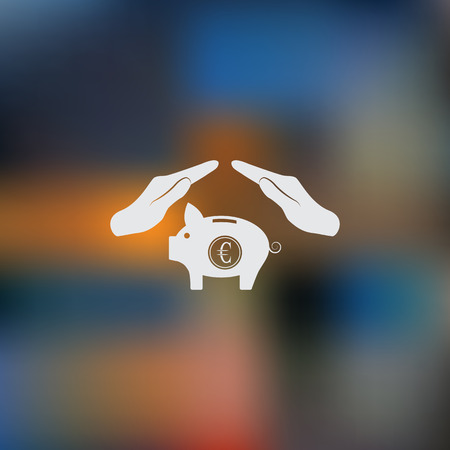 Illustration of two hands protecting or giving a euro piggy bankのイラスト素材