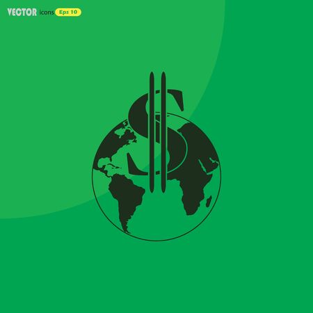 Dollar currency symbol with world globe iconのイラスト素材