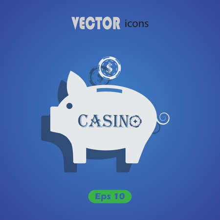 Casino Piggy bank with a chip vector iconのイラスト素材