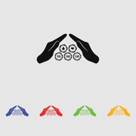 Casino chip in hand vector iconのイラスト素材