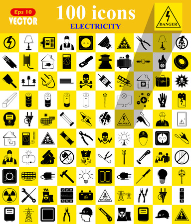 Electricity 100 icons set for web and mobileのイラスト素材