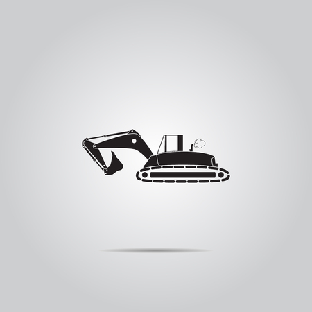 Flat excavator icon. Vectorのイラスト素材