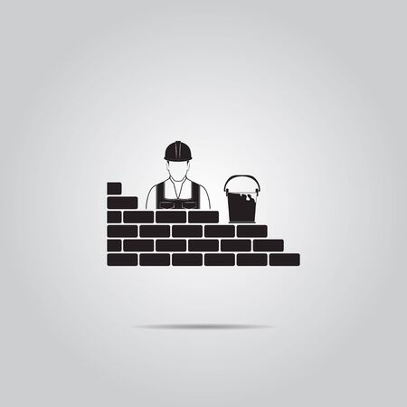 builder of a wall vector iconのイラスト素材