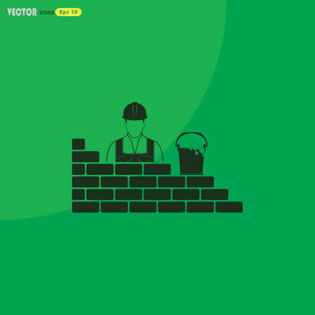 builder of a wall vector iconのイラスト素材