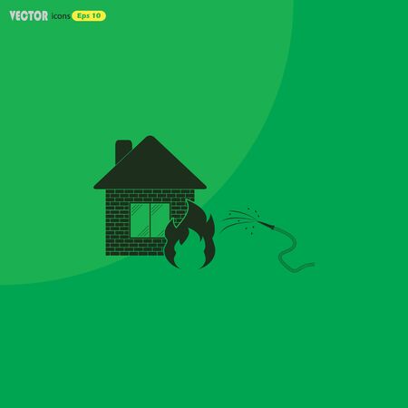Fire Station. Single flat icon. Vector illustration.のイラスト素材