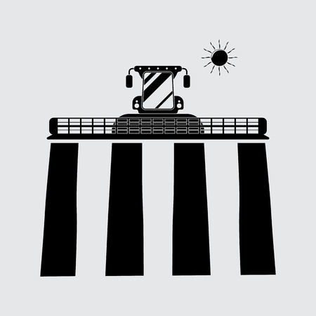 Combine harvester sun vector silhouette. Simple iconのイラスト素材