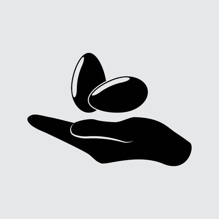 Egg in hand vector Icon. Simple styleのイラスト素材