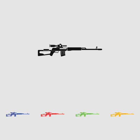 Sniper rifle vector black simple icon. Flat style for web and mobile.のイラスト素材
