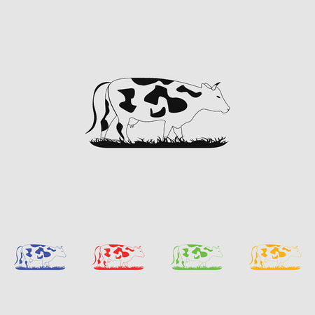 Vector silhouettes cow. Simple icon/のイラスト素材