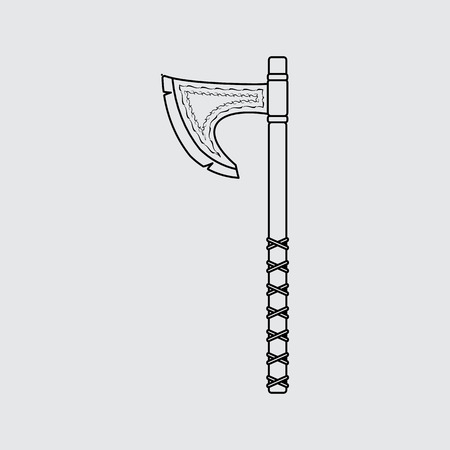 Handed Axe Viking vector Line icon. Flat styleのイラスト素材