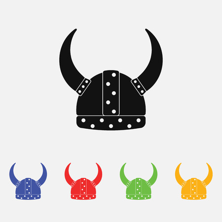 viking helmet flat iconのイラスト素材