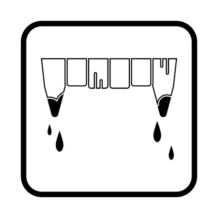 Vampire teeth with blood vector illustration. Halloween iconのイラスト素材