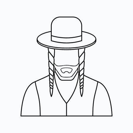 Jew vector character. Vector illustration. Religion icon. Silhouette. Flat style.のイラスト素材