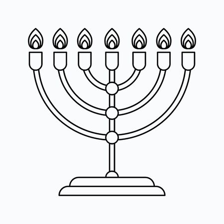 Menorah for Hanukkah, Vector illustration. Religion icon. Silhouette. Flat style.のイラスト素材