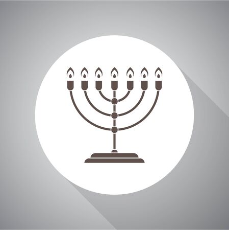 Menorah for Hanukkah, Vector illustration. Religion icon. Silhouette. Flat style.のイラスト素材
