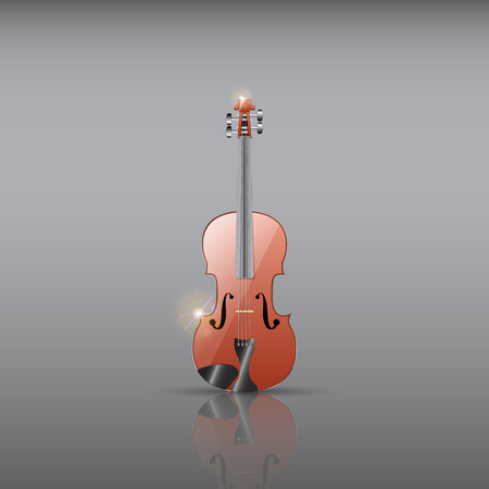 Realistic wooden violin illustration.のイラスト素材