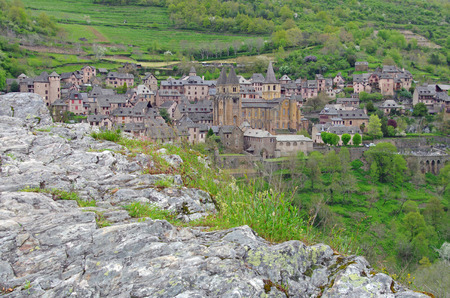 Conques medieval city. Aveyron, france