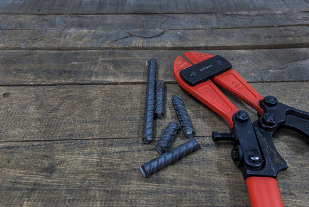 tools on woodの写真素材