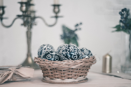 Beautiful Christmas decor on the table in the room.の写真素材