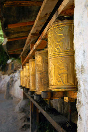 Prayer Wheels in Drepung Monasteryの写真素材