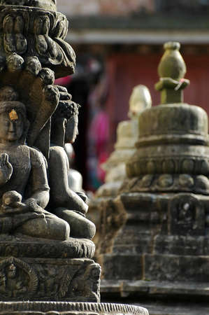 Buddhist Sculptures in Swayambhunath Templeの写真素材