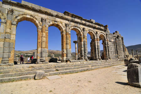 Excavations of the ancient roman ruins of volubillisの写真素材