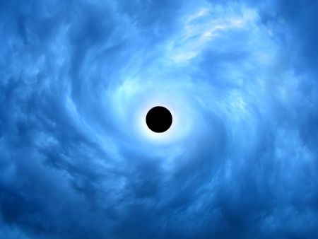 black hole in the whirlwind of dark storm clouds 