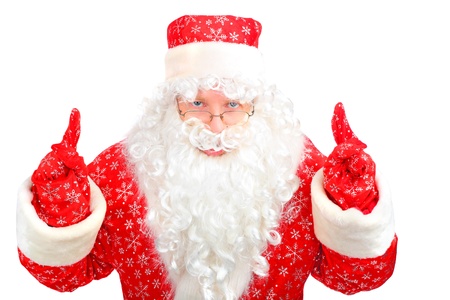 christmas santa claus with fingers upの写真素材