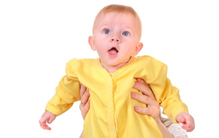 Surprised Baby Boy Portrait Isolated on the White Background