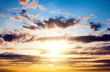 Evening Sky Landscape with Sunset and Clouds